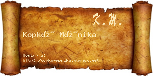 Kopkó Mónika névjegykártya